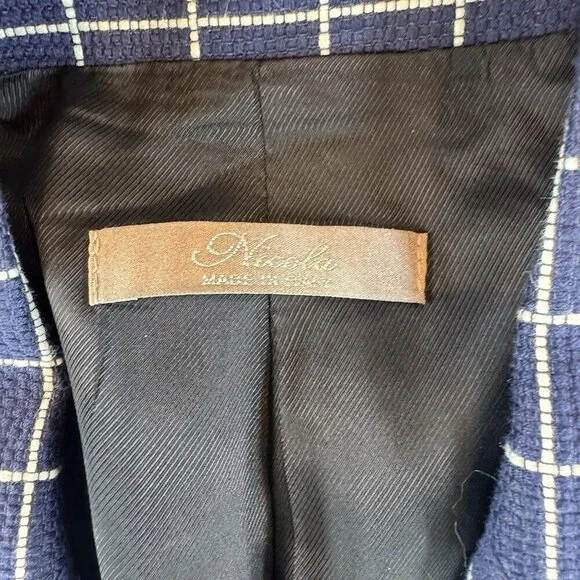 Nicola Vintage Italian Navy Blue Blazer and Skirt Set size 14 - Picture 7 of 16